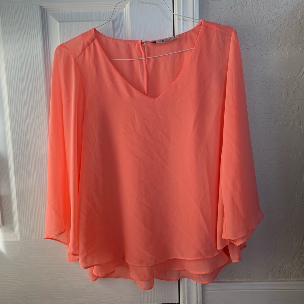 Jennifer Lopez Peach Split Back Blouse